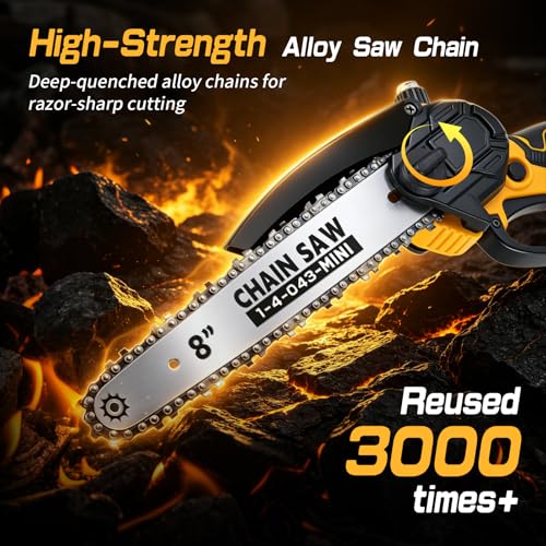 SavvyMate Cordless Mini Chainsaw Compatible with Dewalt 20V MAX Battery(NO Battery),6" & 8" Portable Electric Chainsaw, Auto Oiler,1000W Brushless Handheld Electric Power ChainSaw for Wood Cutting, Tree Saw ﻿ - Image 5