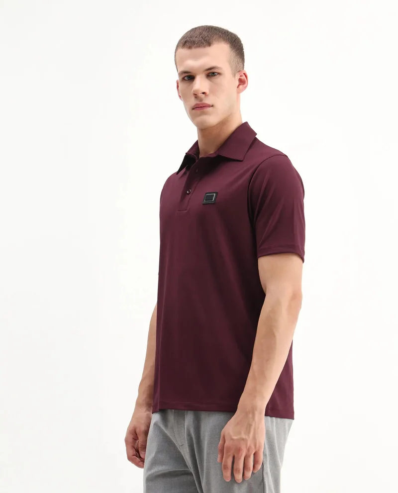 Rare Rabbit Men's Plain Cotton Polo With Badge Detail