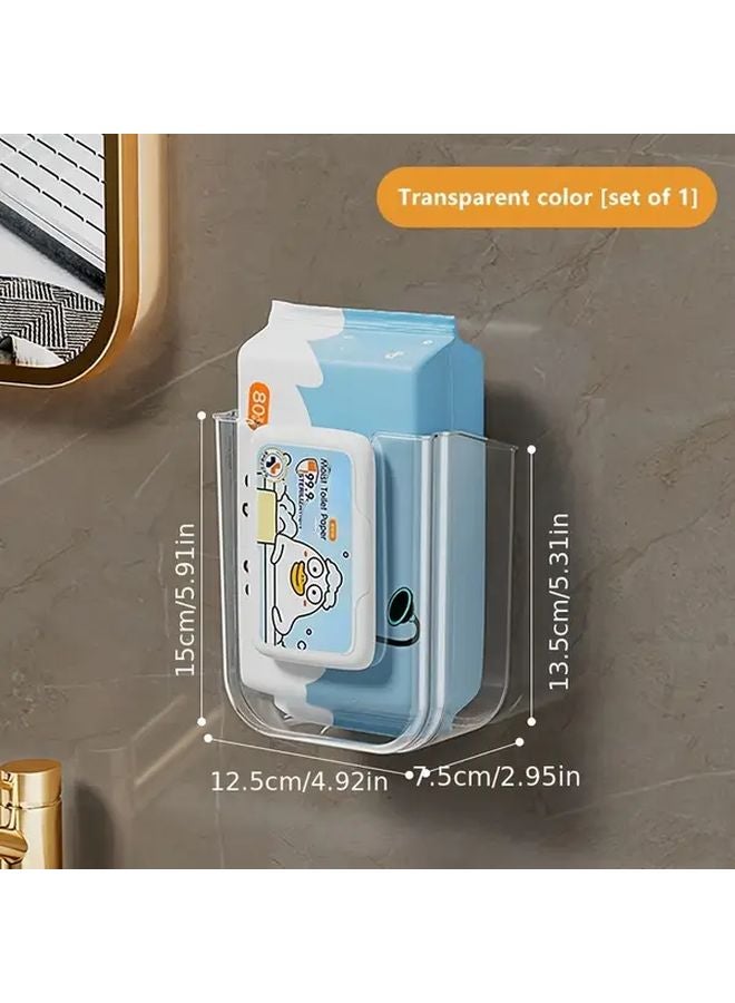 Transparent White Wall Mounted Wet Wipe Dispenser Self Adhesive Plastic Bracket Large Opening Strong Load Capacity - Image 1
