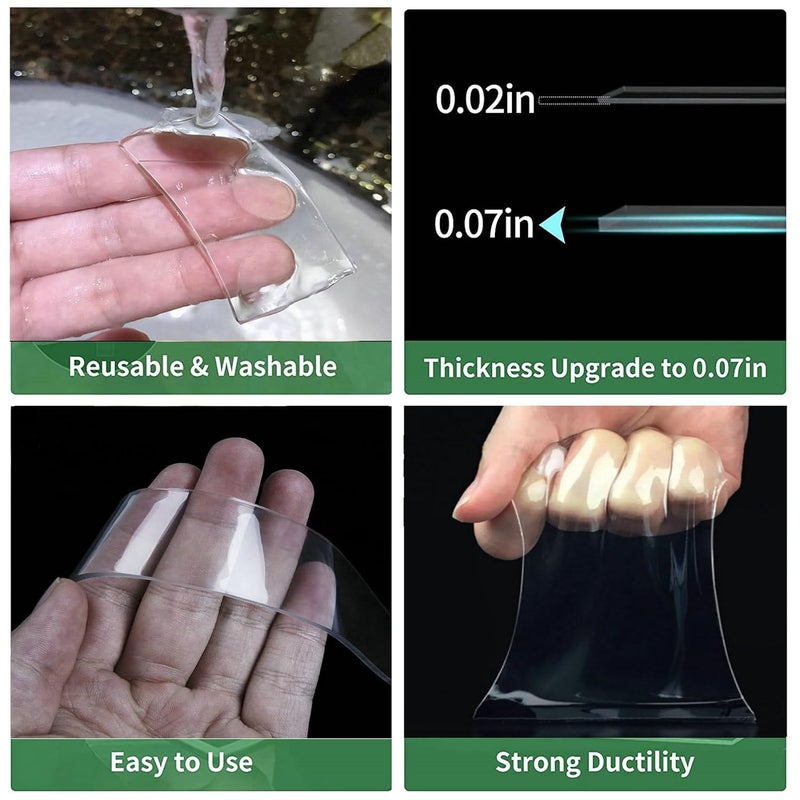 Jwxstore شريط لاصق مزدوج الجوانب ثقيل الوزن، شفاف متعدد الاستخدامات، شرائط لاصقة قابلة للإزالة، شريط حائط قوي لإمساك الصور، شريط ملصق للملصقات والسجاد، 5.0م × 2.0سم - Image 5