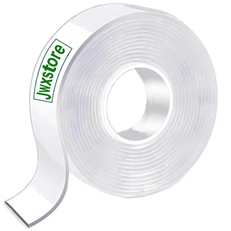 Jwxstore شريط لاصق مزدوج الجوانب ثقيل الوزن، شفاف متعدد الاستخدامات، شرائط لاصقة قابلة للإزالة، شريط حائط قوي لإمساك الصور، شريط ملصق للملصقات والسجاد، 5.0م × 2.0سم - Image 1