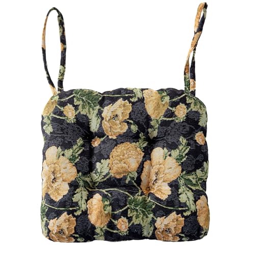 vctops Farmhouse Floral Print Chair Cushions with Ties UShaped Soft Comfortable Chair Pads Non Slip Seat Cushions for Indoor Dining Room and Kitchen Chairs Flower B16x16 - Image 1