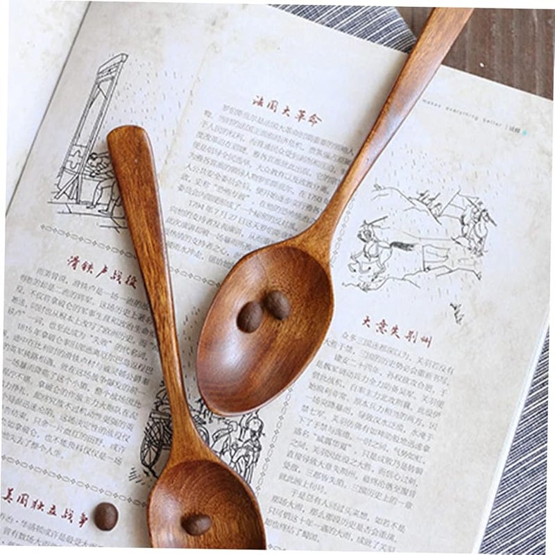 Natural Wooden Spoons Set of 5 Japanese Style Kitchen Utensils for Cooking Stirring Serving - Image 4