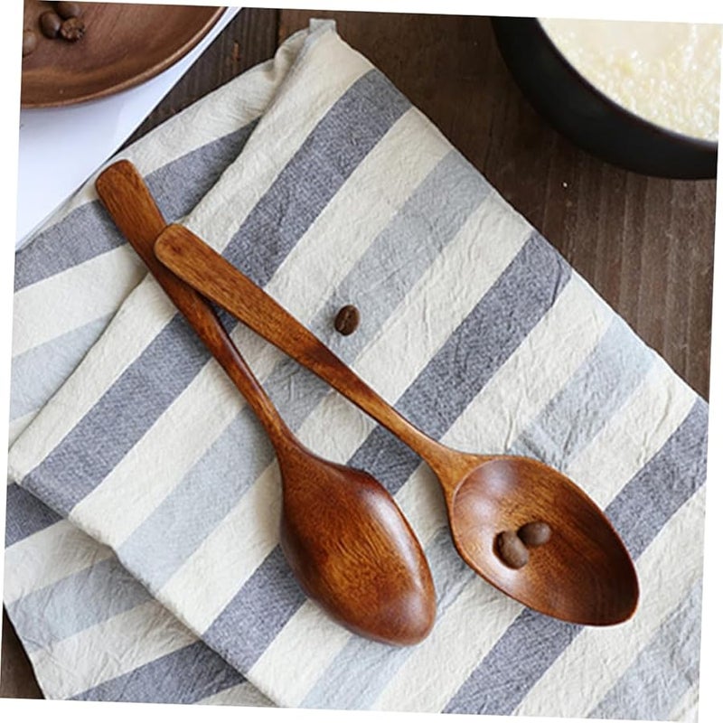 Natural Wooden Spoons Set of 5 Japanese Style Kitchen Utensils for Cooking Stirring Serving - Image 3
