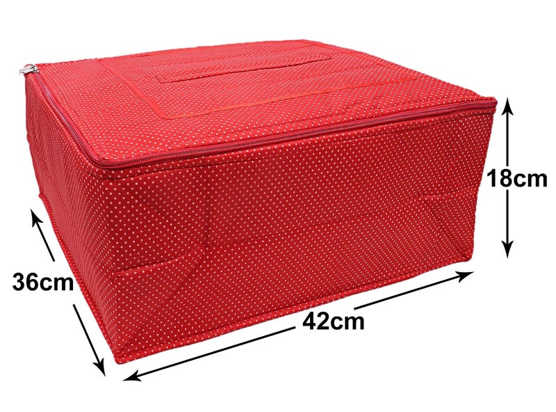 Kuber Industries Kuber Industries Dot Print Polyester Wardrobe OrganizerCoverStorage Bag For Store Saree Lehenga Suit Dress Clothes Red  - Image 5