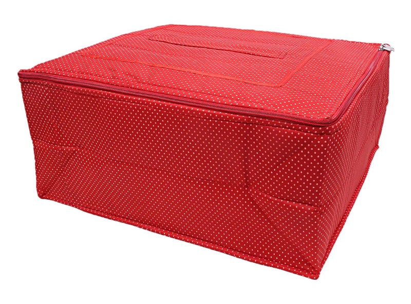 Kuber Industries Kuber Industries Dot Print Polyester Wardrobe OrganizerCoverStorage Bag For Store Saree Lehenga Suit Dress Clothes Red  - Image 3