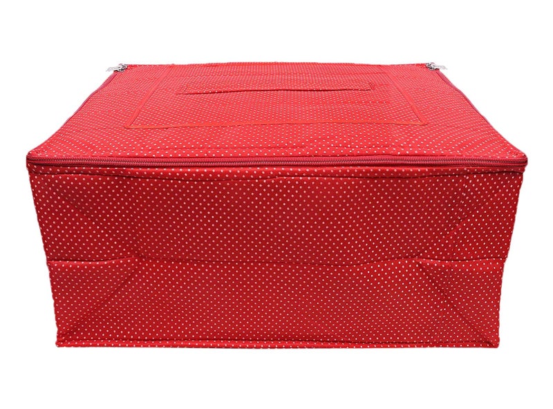 Kuber Industries Kuber Industries Dot Print Polyester Wardrobe OrganizerCoverStorage Bag For Store Saree Lehenga Suit Dress Clothes Red  - Image 1