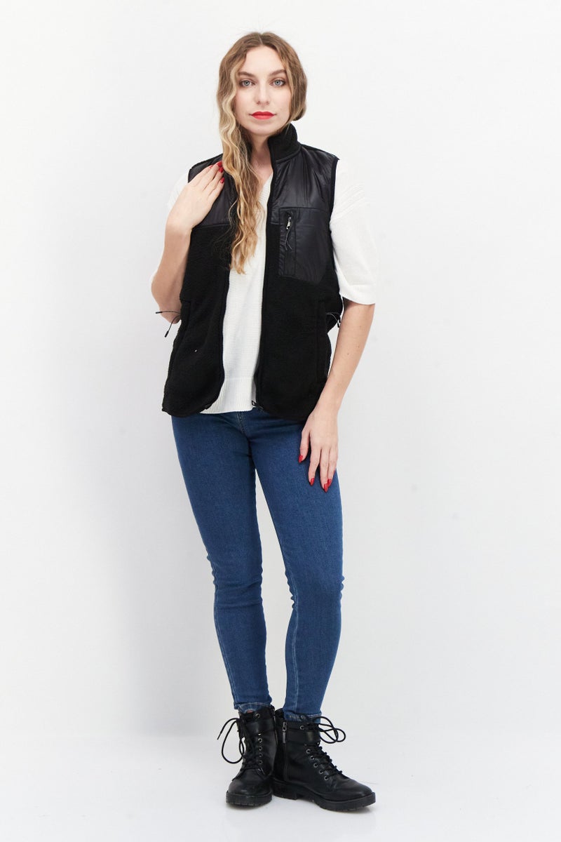 Threadbare Women High Neck Zip Up Fleece Jacket, Black - Image 3