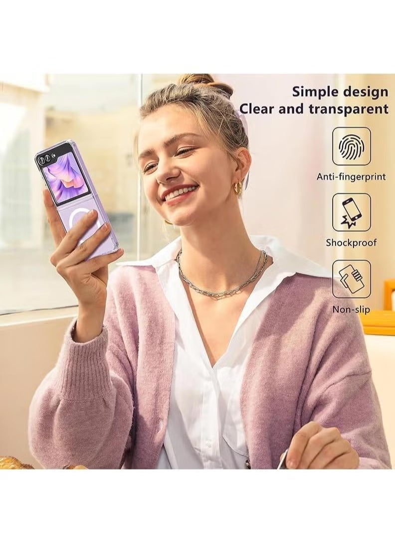 ELTRAZONE Galaxy Z Flip 5 Magnetic Clear Case Cover – Transparent Shockproof Protective Case Compatible with Magsafe Card Wallet & Wireless Charger – Slim, Durable, and Scratch-Resistant Phone Case for Samsung Galaxy Z Flip 5 - Image 3