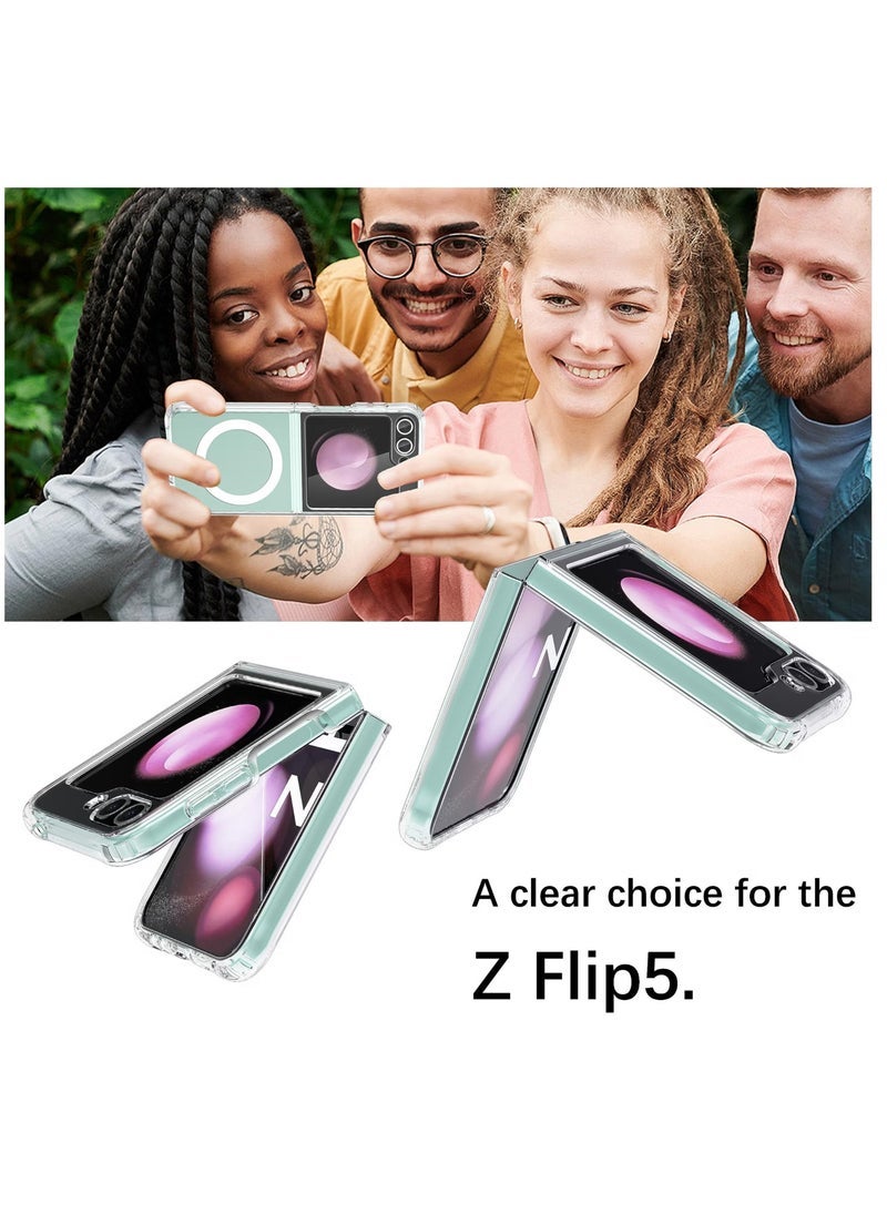 ELTRAZONE Galaxy Z Flip 5 Magnetic Clear Case Cover – Transparent Shockproof Protective Case Compatible with Magsafe Card Wallet & Wireless Charger – Slim, Durable, and Scratch-Resistant Phone Case for Samsung Galaxy Z Flip 5 - Image 4