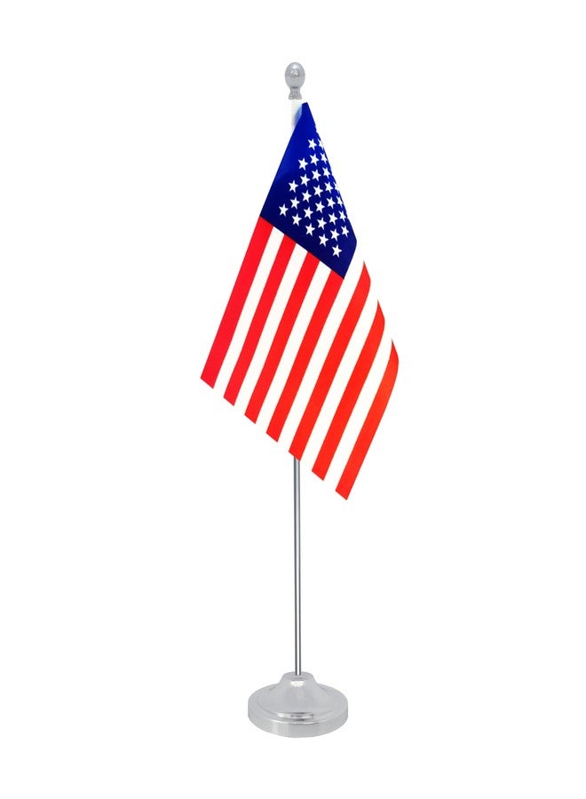 Rotenl America USA Desk Flag, American Table Office Flag with Metal Pole and Stand Base, International Country Flags, Festival Event Celebration, Classroom Meeting Desktop Decor (USA) - Image 1