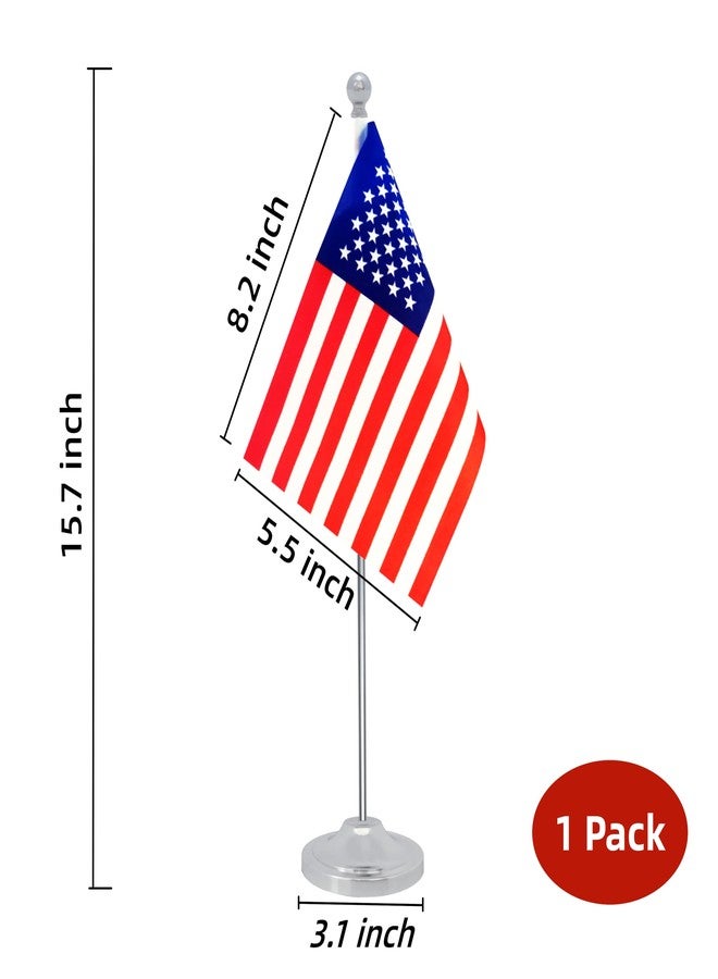 Rotenl America USA Desk Flag, American Table Office Flag with Metal Pole and Stand Base, International Country Flags, Festival Event Celebration, Classroom Meeting Desktop Decor (USA) - Image 2