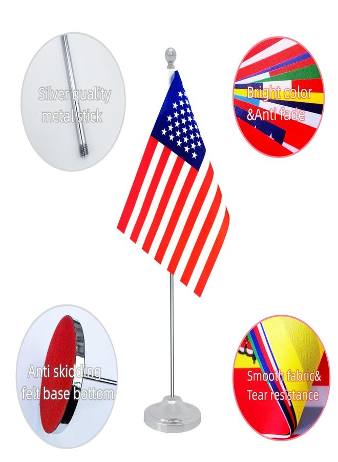 Rotenl America USA Desk Flag, American Table Office Flag with Metal Pole and Stand Base, International Country Flags, Festival Event Celebration, Classroom Meeting Desktop Decor (USA) - Image 3
