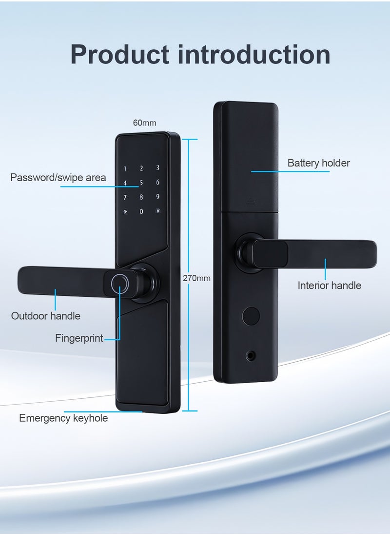 ATuMan - Smart Lock, Smart Door Lock with Handle, WiFi Door Lock with Tuya APP Control, Door Locks with Keypads, Anti-Peeping Password, Auto Lock One Touch Unlock,Color black,4585 Mortise(702MLJ) - Image 1