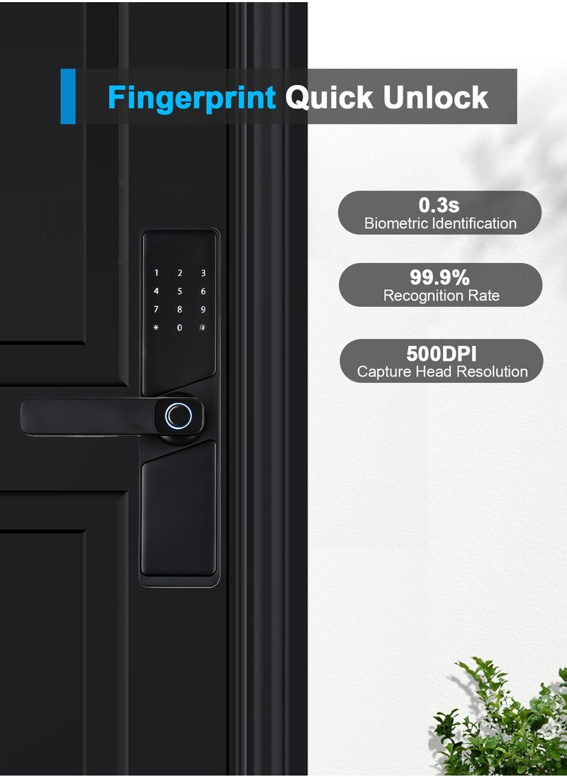 أتومن قفل ذكي، قفل باب ذكي بمقبض، قفل باب WiFi مع التحكم عبر تطبيق Tuya، أقفال أبواب بلوحة مفاتيح، كلمة مرور مضادة للتطفل، قفل تلقائي وفتح بلمسة واحدة، اللون: أسود، مزلاج 4585 (702MLJ)  - Image 5