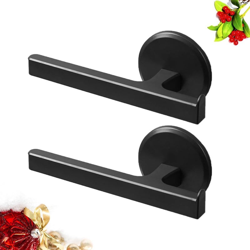 Black Wall Mounted Towel Rack Punch Free Storage Bar 2pcs - Image 3