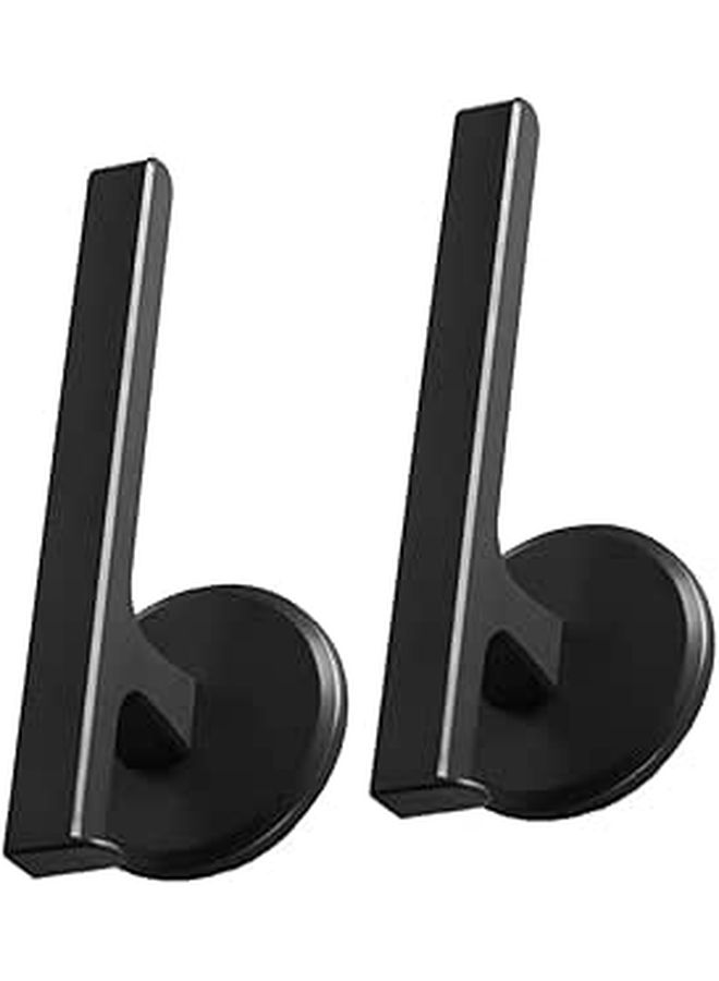 Black Wall Mounted Towel Rack Punch Free Storage Bar 2pcs - Image 1