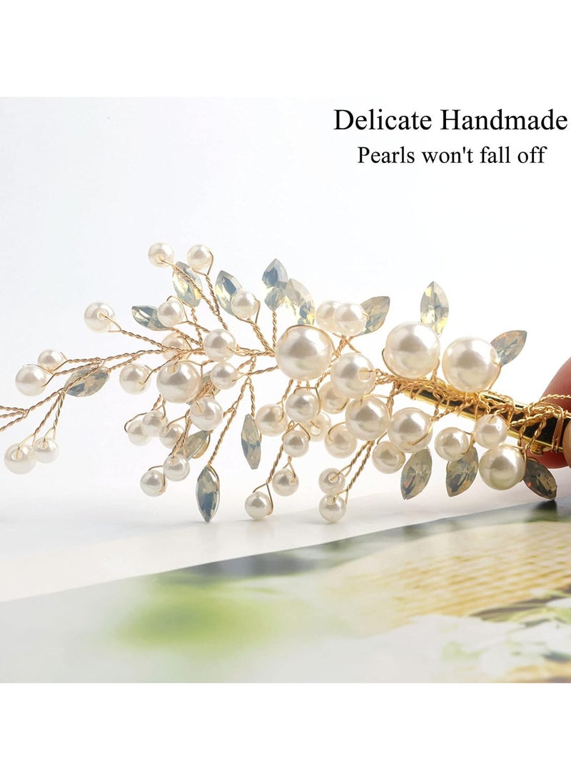 general 2PCS Wedding Pearl Hair Clips - Crystal Hair Accessories Wedding Pearl Hair Clips for Bridal Ladies, Suitable for Prom Banquet Wedding - Image 2