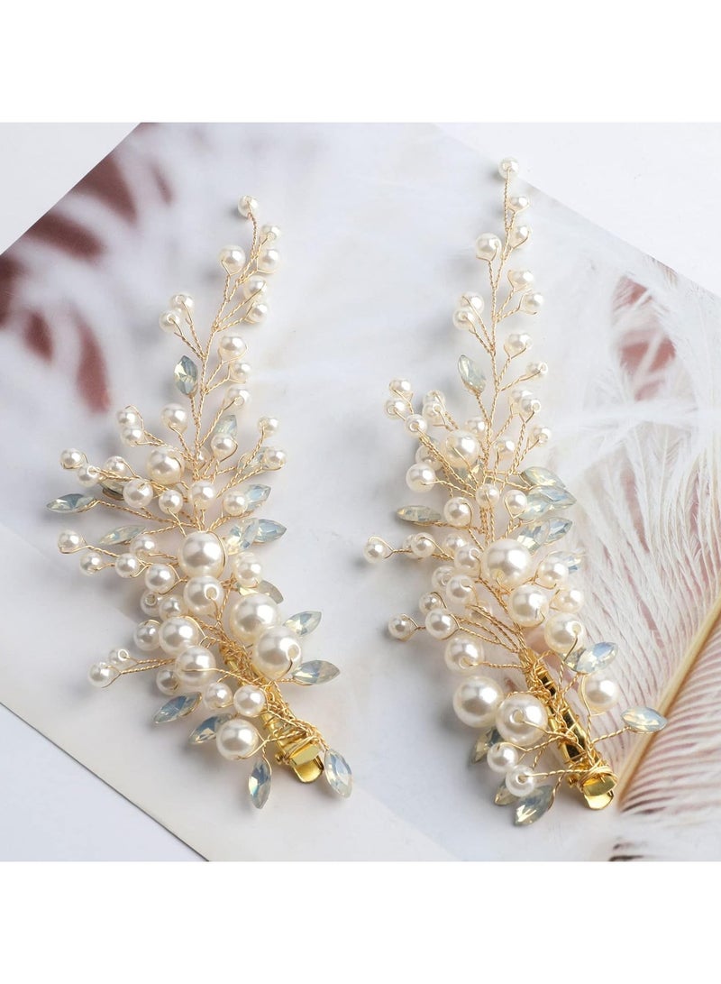 general 2PCS Wedding Pearl Hair Clips - Crystal Hair Accessories Wedding Pearl Hair Clips for Bridal Ladies, Suitable for Prom Banquet Wedding - Image 3