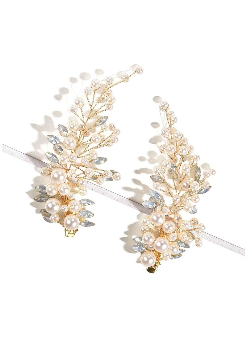 general 2PCS Wedding Pearl Hair Clips - Crystal Hair Accessories Wedding Pearl Hair Clips for Bridal Ladies, Suitable for Prom Banquet Wedding - Image 5