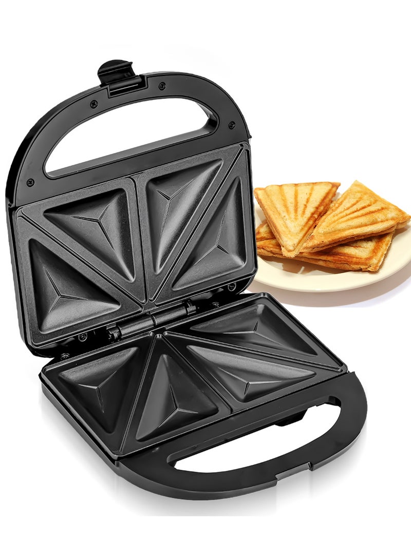 GEEPAS 2-Slice Sandwich Maker, Non-Stick Interchangeable Plates, Adjustable Temperature with Power Indicator, 2 Years Warranty 750 W GSM36533UK Black - Image 1