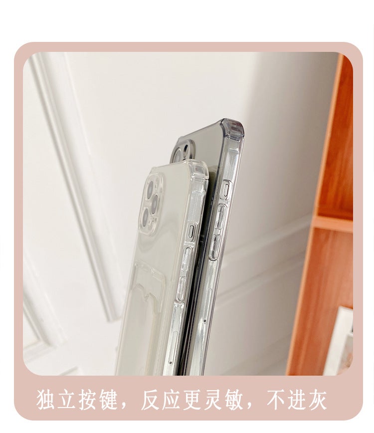Solid Color Card Holder Suitable for iPhone 16 Phone Case, Apple 15 Pro Max Transparent 13/14 Simple 17 Silicone Case - Image 4