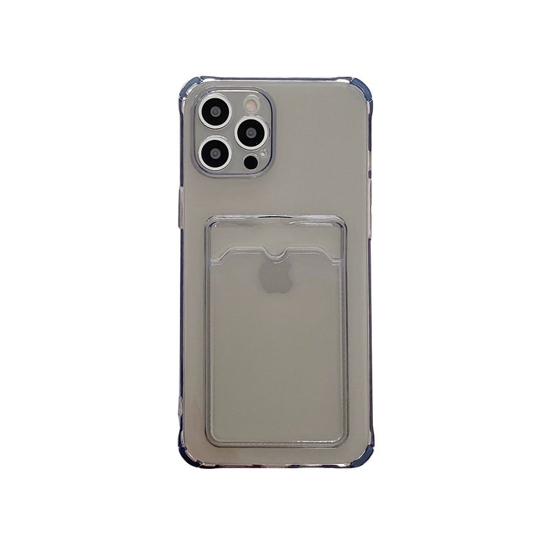 Solid Color Card Holder Suitable for iPhone 16 Phone Case, Apple 15 Pro Max Transparent 13/14 Simple 17 Silicone Case - Image 2