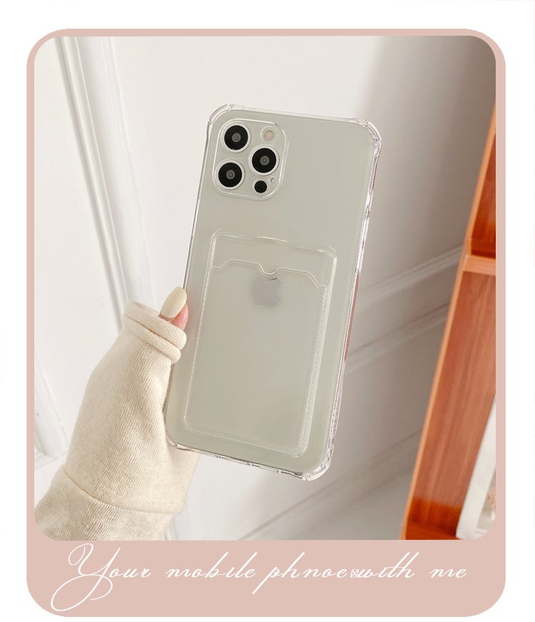 Solid Color Card Holder Suitable for iPhone 16 Phone Case, Apple 15 Pro Max Transparent 13/14 Simple 17 Silicone Case - Image 5