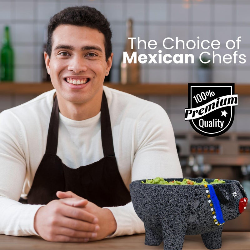 CuitÃ¡xi Pig Molcajete Mexicano Volcanic Rock Handmade | Mexican Lava Rock Bowl | Mortar and Pestle | Guacamole Maker - Image 4