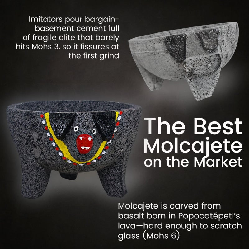 CuitÃ¡xi Pig Molcajete Mexicano Volcanic Rock Handmade | Mexican Lava Rock Bowl | Mortar and Pestle | Guacamole Maker - Image 3