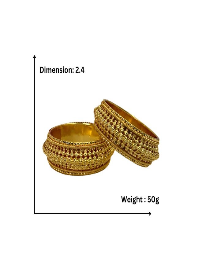 ACCESSHER Royal Gold Plated Wide and bold Bangles with Maharani design for Women and girl (Set of 2) (2.8) - Image 5