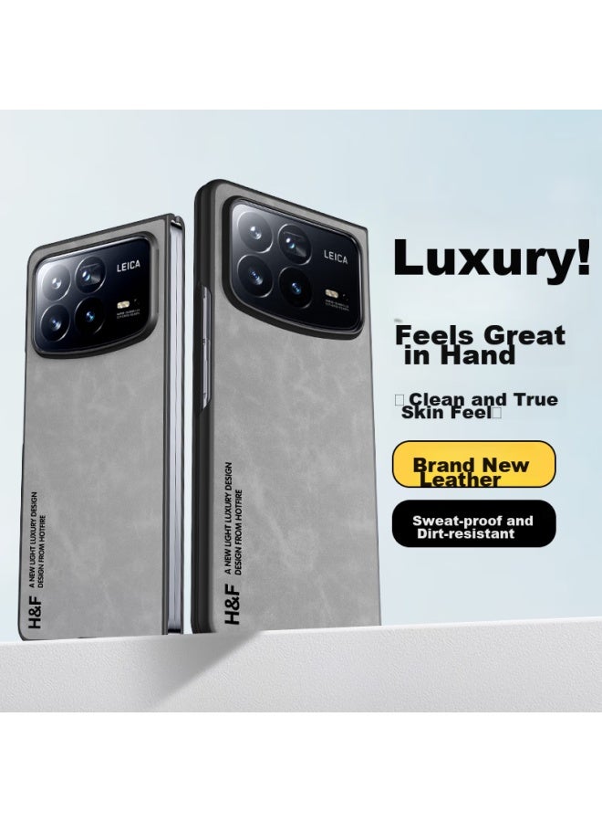 Hotfire Phone Case For Xiaomi Mix Fold 4, Xiaomi Mix Fold 4 Protective Cover, Upgraded Skin-like Lambskin Matte Lens Full Protection Silicone Case For Men And Women Gray - Image 1