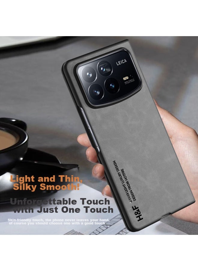 Hotfire Phone Case For Xiaomi Mix Fold 4, Xiaomi Mix Fold 4 Protective Cover, Upgraded Skin-like Lambskin Matte Lens Full Protection Silicone Case For Men And Women Gray - Image 4