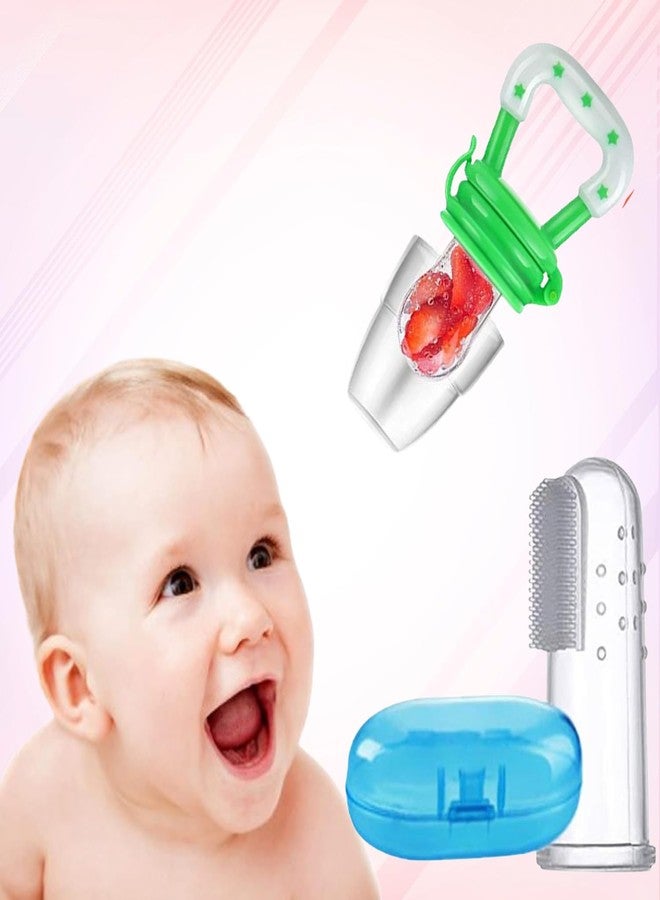 Safe-O-Kid Baby Fruit Nibbler/Finger Brush - BPA-Free, 100% Pure Silicone, Teether for Baby | Soft Pacifier & Teether for Infants, (Assorted) - Image 1