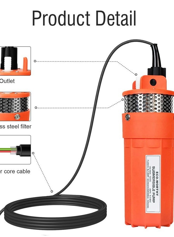 ECO-Worthy 24V Submersible Deep Well Water DC Pump for Farm & Ranch Submersible Deep Well Pump - Image 4