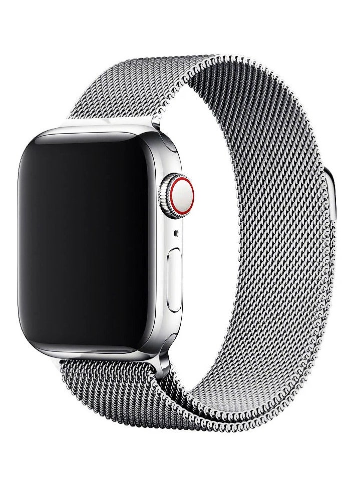 TWEGGON - Milanese Loop Band/Strap for Apple Watch All Series Compatible with 42mm(Series 10 42)/41mm/40mm/38mm Silver - Image 1