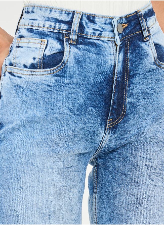 Styli - Acid Wash Wide Leg Denim Jeans - Image 1