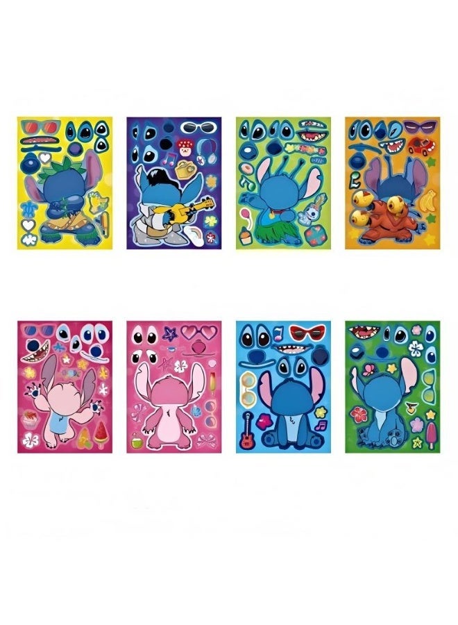 Stitch party gift set with 148 pieces, including puzzle stickers, Pa Pa rings, keychains, badges, stickers, gift bags, and other Stitch birthday party supplies - Image 4