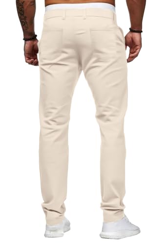 HUNGSON Men Skinny Slim Fit Casual Jeans Dyeing Stretch Straight Fashion Denim Pants(Beige,30) - Image 4