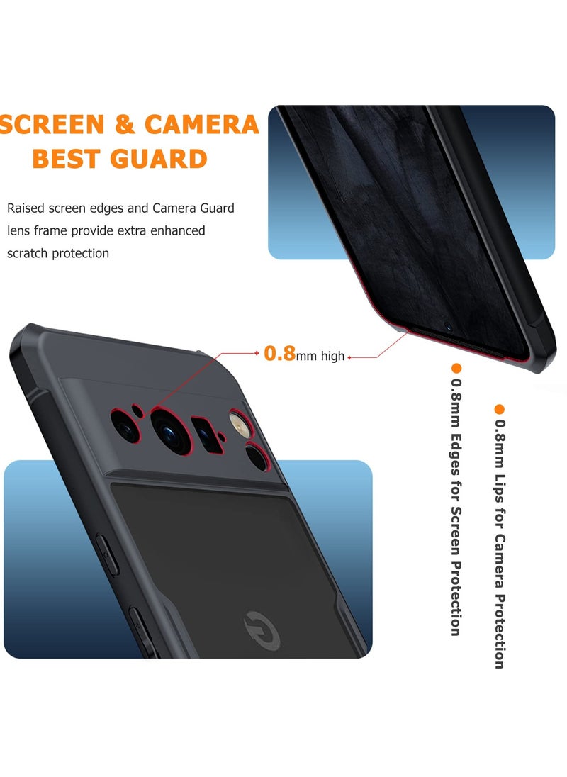 Google Pixel 8 Pro Black Mobile Phone Case Cover, Ultra-Thin Lightweight Cover Soft TPU Bumper + Acrylic Clear Back Case Cover  - Image 3