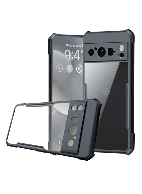 Google Pixel 8 Pro Black Mobile Phone Case Cover, Ultra-Thin Lightweight Cover Soft TPU Bumper + Acrylic Clear Back Case Cover