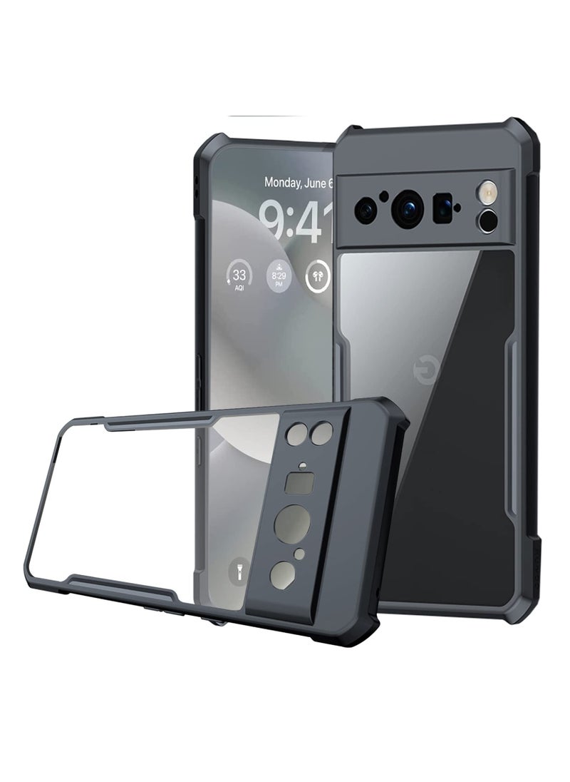 Google Pixel 8 Pro Black Mobile Phone Case Cover, Ultra-Thin Lightweight Cover Soft TPU Bumper + Acrylic Clear Back Case Cover  - Image 1