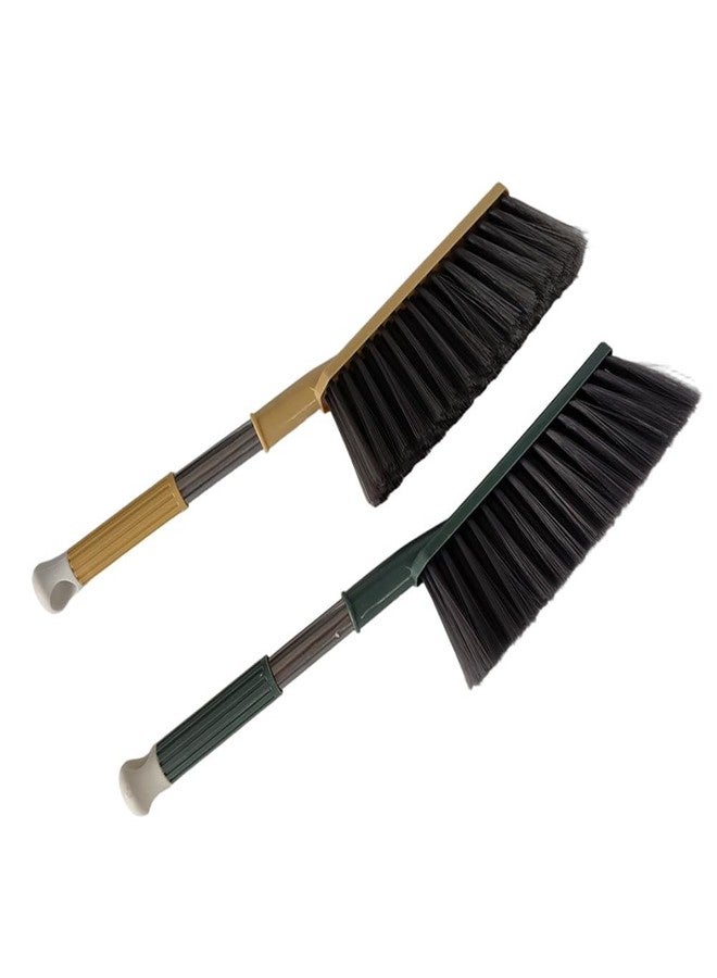 Jilukibo 2 Pack Soft Bristle Bed Sheets Sweeping Cleaning Brush with Long Hand, Counter Duster for Debris Hair Remover Desk Quilt Sofa Furniture (Yellow Green) - Image 1