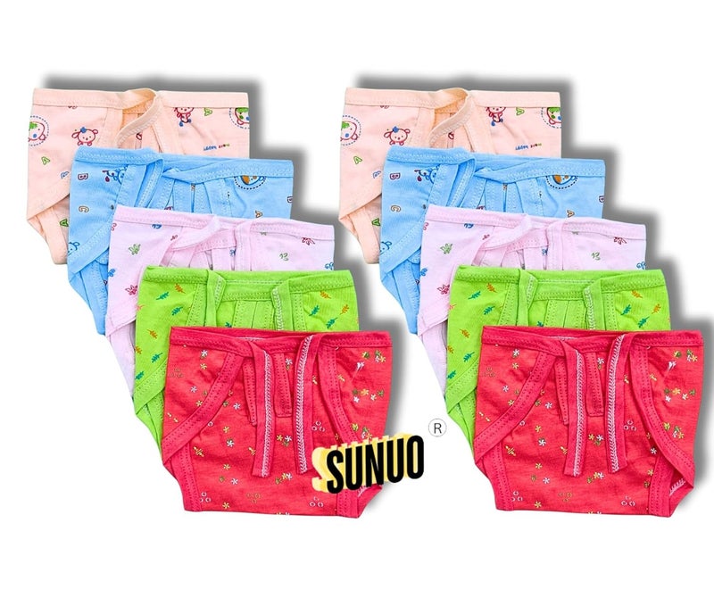 SUNUO Washable Reusable Multicolour Hosiery Cotton Diapers,Nappy,Langot for New Born Baby (0-6 Months) pack of 5 - Image 1