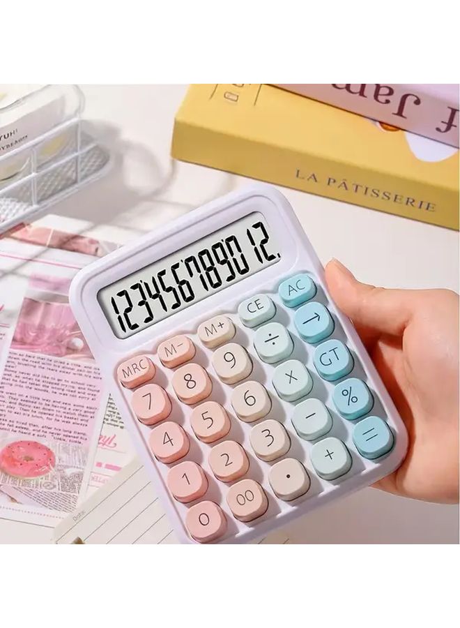 Green Retro Calculator with M Plus M Minus Buttons White Display for Office Accounting Budgeting Portable Pocket Size - Image 1