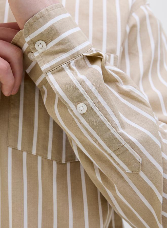 ريبل قميص مخطط باكمام طويلة وجيب - Image 5