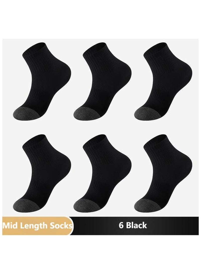 6 Pairs Of Boxed Men's Casual Sports Breathable Short Mid Length Socks 