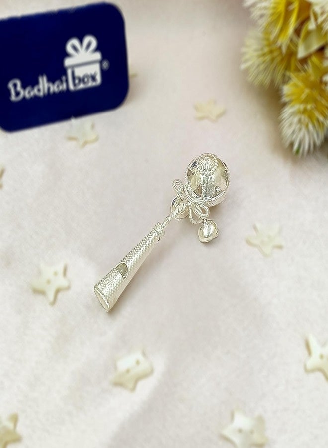 Badhai Box by Osasbazaar Pure Silver Baby Rattle, Jhunjuna, Elegant and Safe for Newborns and Infants - Image 2