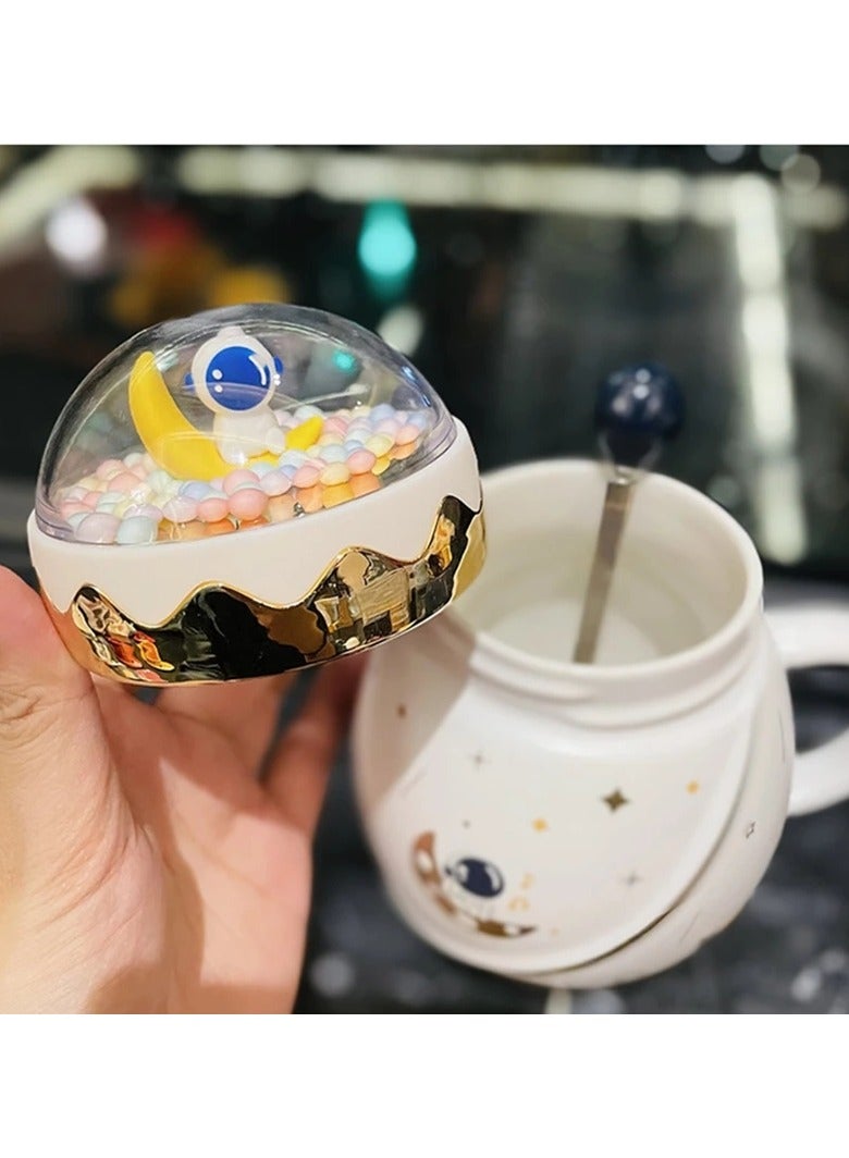 ارواق كوب سيراميك من سلسلة رائد الفضاء مع غطاء وملعقة، صندوق هدايا لطيف للأعمال، كوب شاي وقهوة مبتكر، هدايا عيد ميلاد للفتيات - Image 3