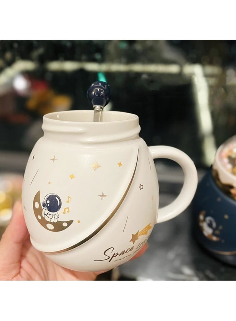 ارواق كوب سيراميك من سلسلة رائد الفضاء مع غطاء وملعقة، صندوق هدايا لطيف للأعمال، كوب شاي وقهوة مبتكر، هدايا عيد ميلاد للفتيات - Image 5